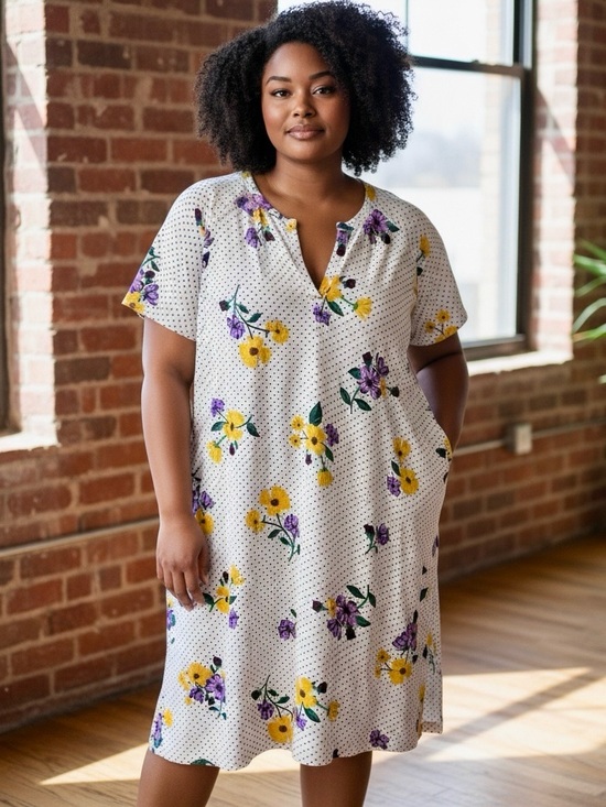 Old Navy Dresses & Skirts - Old Navy White Floral Midi Dress with Yellow and Purple Flowers